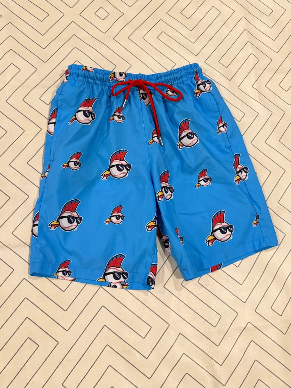 Baseballism Blue Baseball Swim Trunks